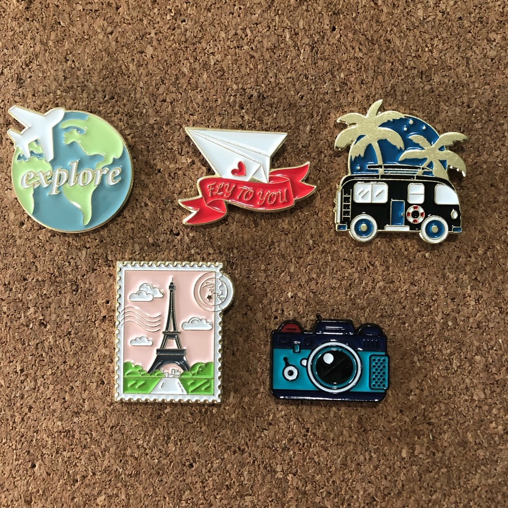 3/$40 Travel enamel pins - blue
